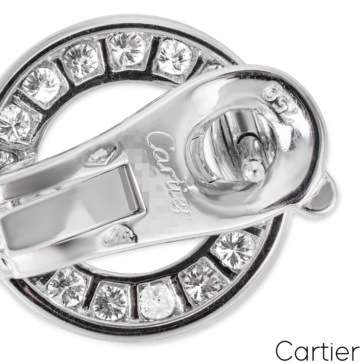 Cartier White Gold Pearl & Diamond Agrafe Earrings